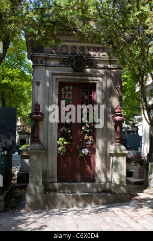 Ehemalige Grab von Gioacchino Rossini Pere Lachaise Friedhof Paris Frankreich Stockfoto