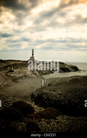 Der Leuchtturm am Cape de Favaritx, Menorca. Stockfoto