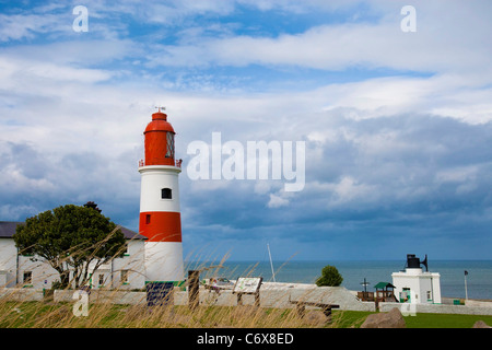 Souter Leuchtturm und Leuchtturm Halter Häuschen, Sunderland, Tyne and Wear, UK. Stockfoto