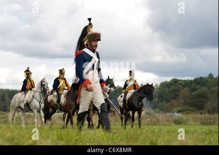 MOSCOW REGION, Russland - SEPTEMBER 05: Rekonstruktion der Borodino Schlacht zwischen russischen und französischen Armeen im Jahre 1812. Soldaten der Stockfoto