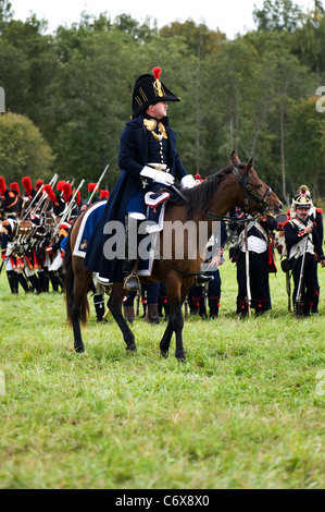 MOSCOW REGION, Russland - SEPTEMBER 05: Rekonstruktion der Borodino Schlacht zwischen russischen und französischen Armeen im Jahre 1812. Soldaten der Stockfoto