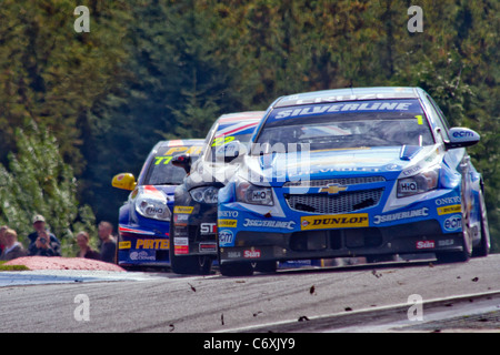 Dunlop MSA British Touring Car Championship - Rennen Knockhill circuit 1 Jason Plato Silverline Chevrolet Team 4. September 2011 Stockfoto