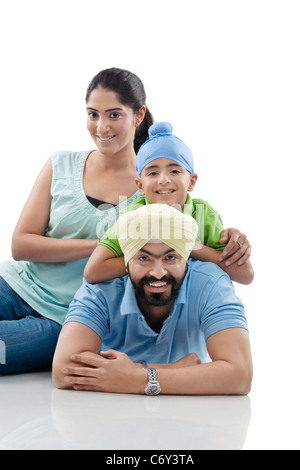 Sikh Familie posiert Stockfoto