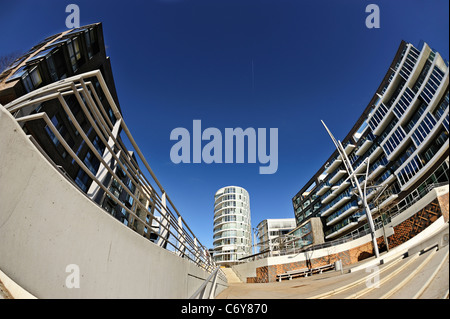 Moderne Architektur der HafenCity Stockfoto