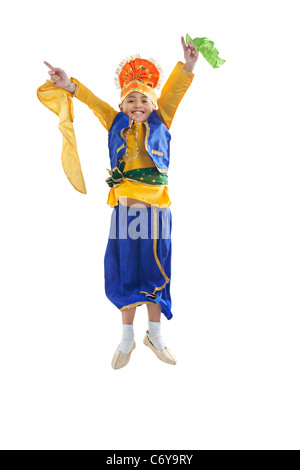 Sikh-jungen in die Luft springen Stockfoto