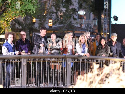 Josh Sussman, Mark jährlicher, Cory Monteith, Naya Rivera, Heather Morris, Dianna Agron, Jane Lynch, Harry Shum Jr., Jenna Stockfoto