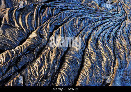 Gekühlt Pahoehoe Lava Flow, Kilauea-Vulkan, Big Island, Hawaii, Usa Stockfoto