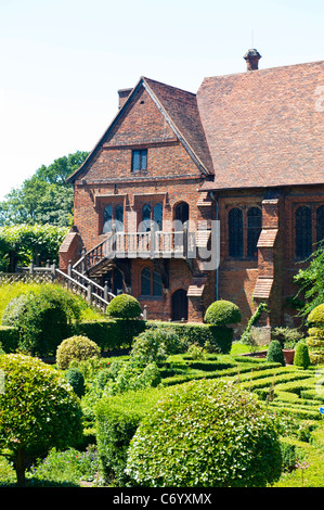 Hatfield House, Hintereingang & Treppe zum The Old Palace & Garden-detail Stockfoto