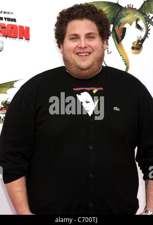 Jonah Hill, Los Angeles-Premiere von "Wie zu Train Your Dragon" anlässlich der Gibson Amphitheater Universal City, Kalifornien- Stockfoto