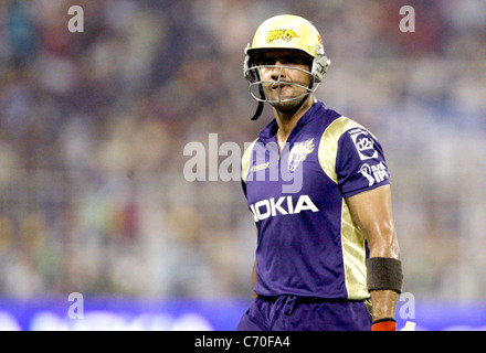 Kolkata Knight Riders Spieler Owais Shah im DLF IPL Season 3 Twenty20 match bei Eden Gardens in Kalkutta, Indien. Kalkutta, Stockfoto