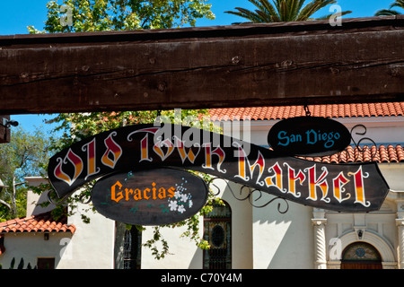 Markt-Zeichen in San Diego Old Town Stockfoto