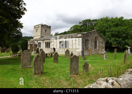 St. Michael und alle Engel Kirche, Hubberholme, Langstrothdale, North Yorkshire, Yorkshire Dales National Park England UK Stockfoto