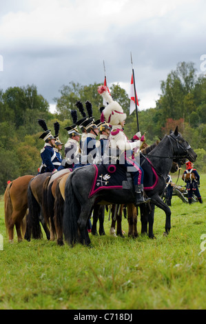 MOSCOW REGION, Russland - SEPTEMBER 05: Rekonstruktion der Borodino Schlacht zwischen russischen und französischen Armeen im Jahre 1812. Soldaten der Stockfoto