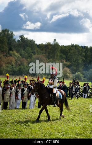 MOSCOW REGION, Russland - SEPTEMBER 05: Rekonstruktion der Borodino Schlacht zwischen russischen und französischen Armeen im Jahre 1812. Soldaten der Stockfoto