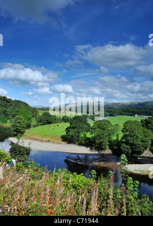 Ruskins Blick über den Fluss Lune in Kirkby Lonsdale Stockfoto