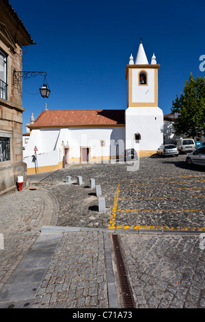 São João Kirche in Castelo de Vide, Portalegre, Alto Alentejo, Portugal. Stockfoto