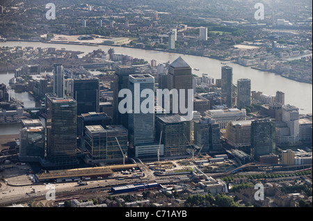 Luftaufnahme der London Docklands Stockfoto