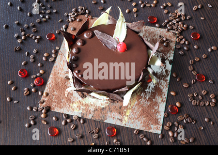 Kuchen Sacher-Torte Sachertorte Aprikose österreichische Bar Geburtstag braun Kalorien Feier Schokolade enge Closeup Sahne dunkle desse Stockfoto