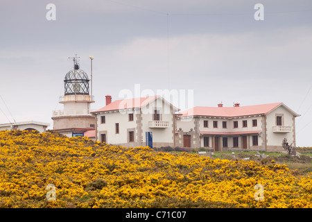 Leuchtturm von Punta Estaca de Bares, Kap Estaca de Bares, Lugo, Galicien, Spanien Stockfoto