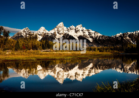 Grand Teton in Jackson Hole Wyoming bei Sonnenaufgang. Stockfoto