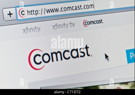 Nahaufnahme von Comcast-Logo auf ihrer Website gesehen. (Nur zur redaktionellen Verwendung: print, TV, e-Book und redaktionelle Webseite). Stockfoto