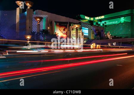 Vereinigte Staaten von Amerika, Nevada, Las Vegas, Hotels und Casinos am Strip entlang Stockfoto