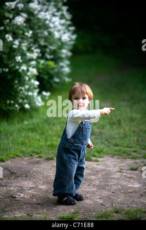 Zwei-jähriger Junge Punkte Stockfoto