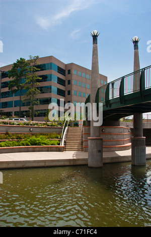 Woodlands Waterway und River Walk in The Woodlands, Texas. Stockfoto