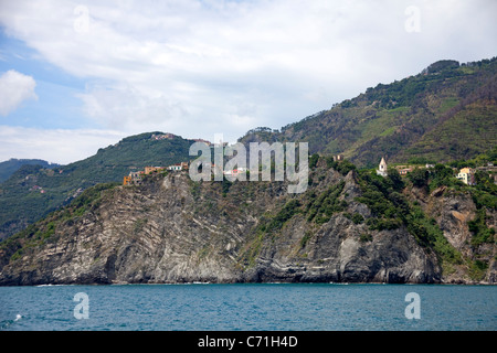 Idyllisches Dorf Corniglia, Nationalpark Cinque Terre, UNESCO-Weltkulturerbe, Ligurien di Levante, Italien, Mittelmeer, Europa Stockfoto