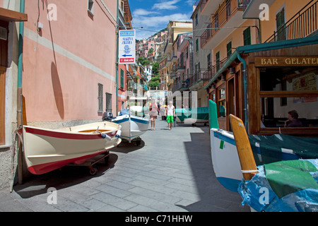 Idyllischen Fischerdorf Manarola, Nationalpark Cinque Terre, UNESCO-Weltkulturerbe, Ligurien di Levante, Italien, Mittelmeer, Europa Stockfoto