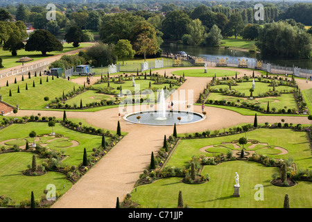 Erhöhten / Flugaufnahme Schuss / fotografieren des geheimen Gartens am Hampton Court Palace, UK. Stockfoto