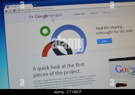 Google + Projekt-Screenshot Stockfoto