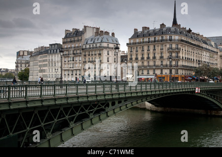 Île De La Cité und Pont d'Arcole Brücke über den Fluss Seine, Paris, Frankreich Stockfoto