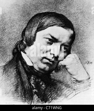 ROBERT SCHUMANN (1810-1856) deutscher Komponist in einer 1859 Zeichnung basierend auf einem Foto Stockfoto