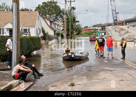 Der Passaic River überflutet nach Hurrikan Irene northern New Jersey am 28. August 2011 getroffen. Stockfoto