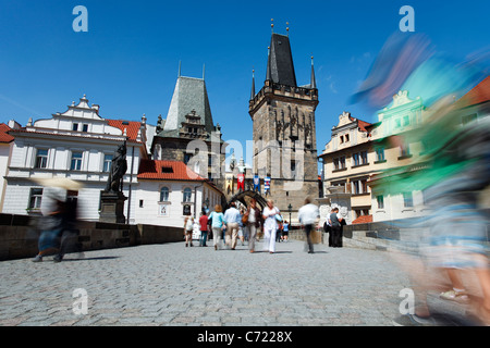 Karlsbrücke, Prag, UNESCO World Heritage Site, Tschechische Republik, Europa Stockfoto