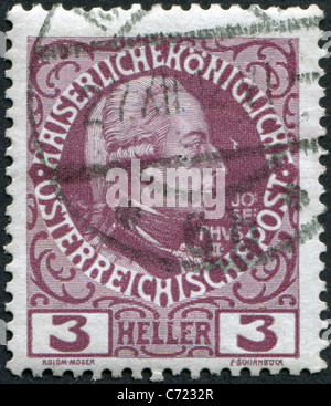 Österreich - 1908: Eine Briefmarke gedruckt in Österreich, zeigt Joseph II, Heiliger römischer Kaiser von Jakob Adam Stockfoto