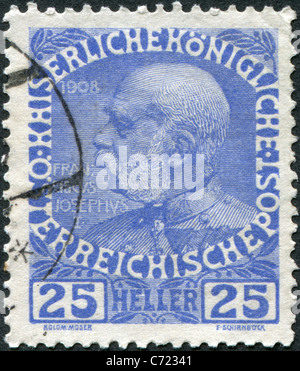 Österreich - 1908: Eine Briefmarke gedruckt in Österreich, zeigt Franz Joseph i. von Österreich Stockfoto