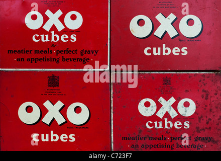 Alten Retro OXO Cube Dosen Stockfoto