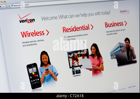 Nahaufnahme von der Verizon-Logo auf ihrer Website gesehen. (Nur zur redaktionellen Verwendung: print, TV, e-Book und redaktionelle Webseite). Stockfoto