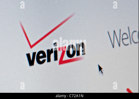 Nahaufnahme von der Verizon-Logo auf ihrer Website gesehen. (Nur zur redaktionellen Verwendung: print, TV, e-Book und redaktionelle Webseite). Stockfoto