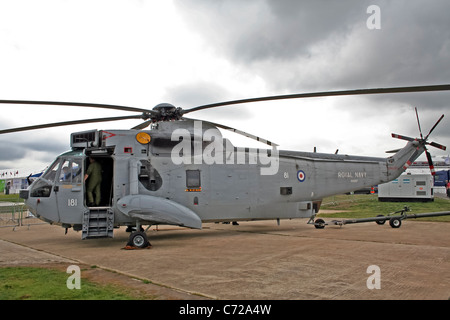 Anzeige von XV697 Westland Sea King ASaC.7 auf der Farnborough International Airshow Stockfoto