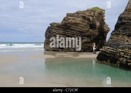 "PRAIA AS CATEDRAIS AUFSUCHEN" - RIBADEO RAT. Provinz Lugo. Galicien. Spanien Stockfoto