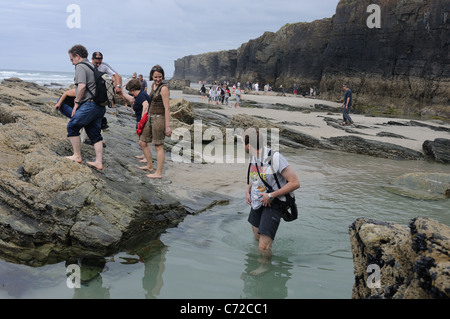 "PRAIA AS CATEDRAIS AUFSUCHEN" - RIBADEO RAT. Provinz Lugo. Galicien. Spanien Stockfoto