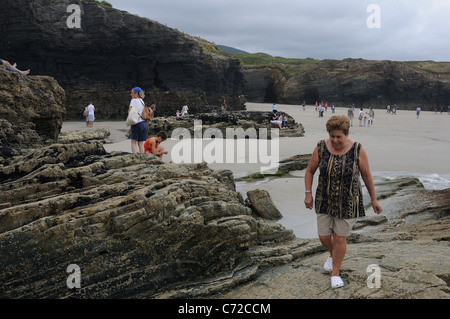 "PRAIA AS CATEDRAIS AUFSUCHEN" - RIBADEO RAT. Provinz Lugo. Galicien. Spanien Stockfoto