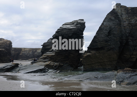 "PRAIA AS CATEDRAIS AUFSUCHEN" - RIBADEO RAT. Provinz Lugo. Galicien. Spanien Stockfoto