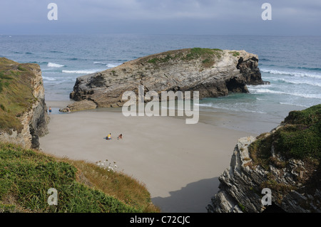 "PRAIA AS CATEDRAIS AUFSUCHEN" - RIBADEO RAT. Provinz Lugo. Galicien. Spanien Stockfoto