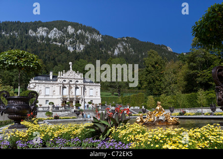 Südseite-Blick auf das Schloss Linderhof, Bayern, Deutschland, Europa Stockfoto