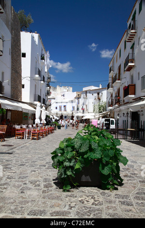 Typische Straße in der befestigten Dalt Vila, Ibiza, Spanien Stockfoto