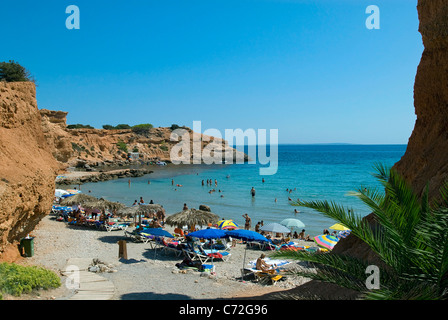 Strand von Sa Caleta, Ibiza, Balearen, Spanien Stockfoto